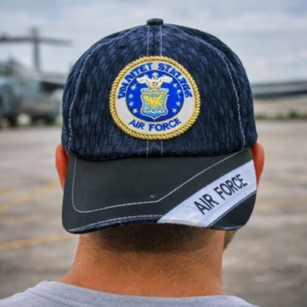 US Air Force Hat USAF‎ Embroidered Cap Black Mesh Military Adjustable